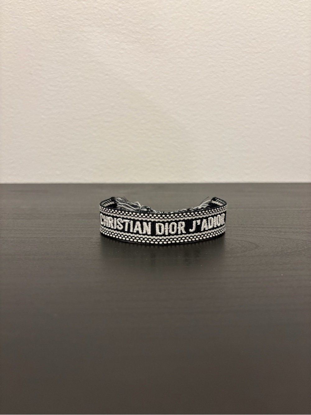Christian Dior J’adior white and black cotton woven bracelet
